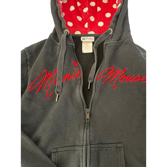 Disney Parks Minnie Mouse Embroidered Full Zip-Up Hoodie Women's Size Large - Picture 3 of 4